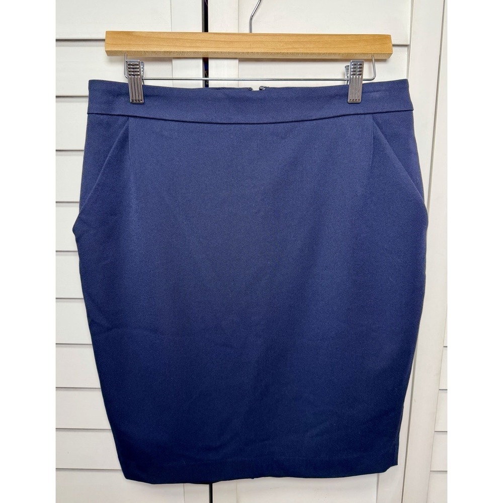 Express Stretch Pencil Skirt Minimalist Office Pockets Women's Size 8 Navy NWT